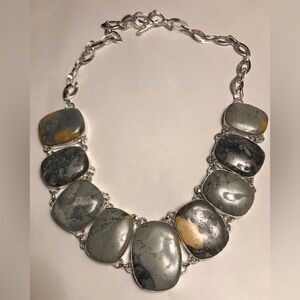 Howlite Stamped 925 Sterling Silver Necklace